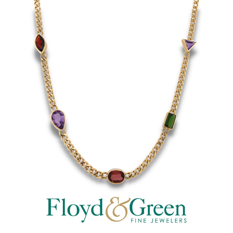 Multicolor Stone Station Necklace