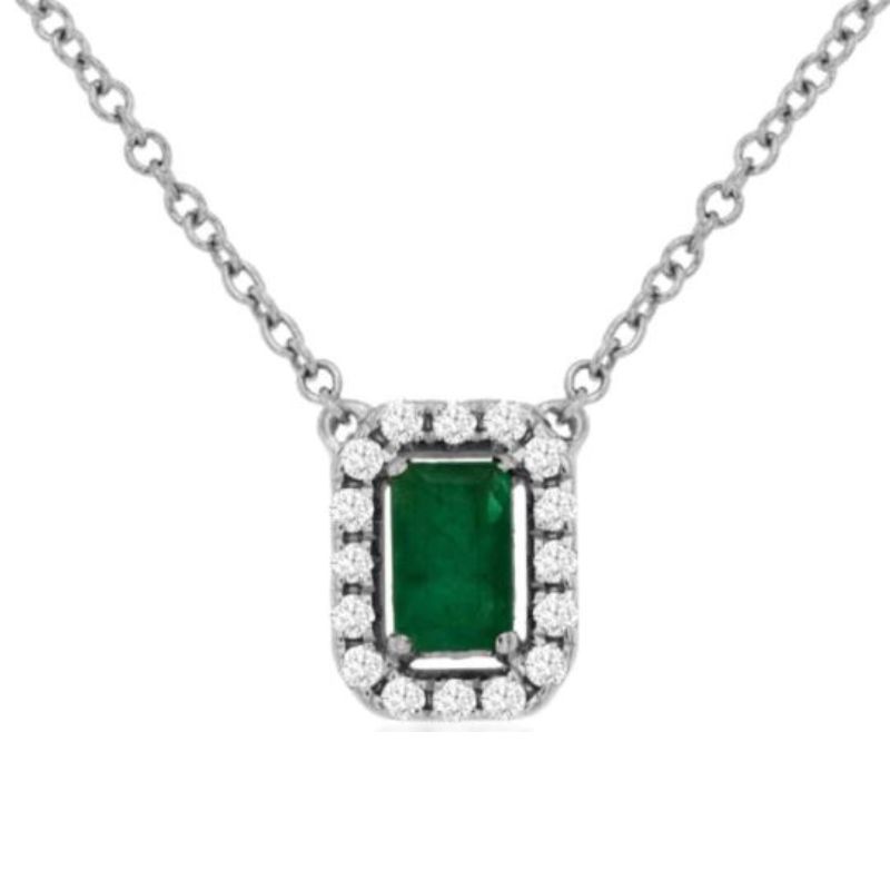 Emerald Halo Pendant Necklace