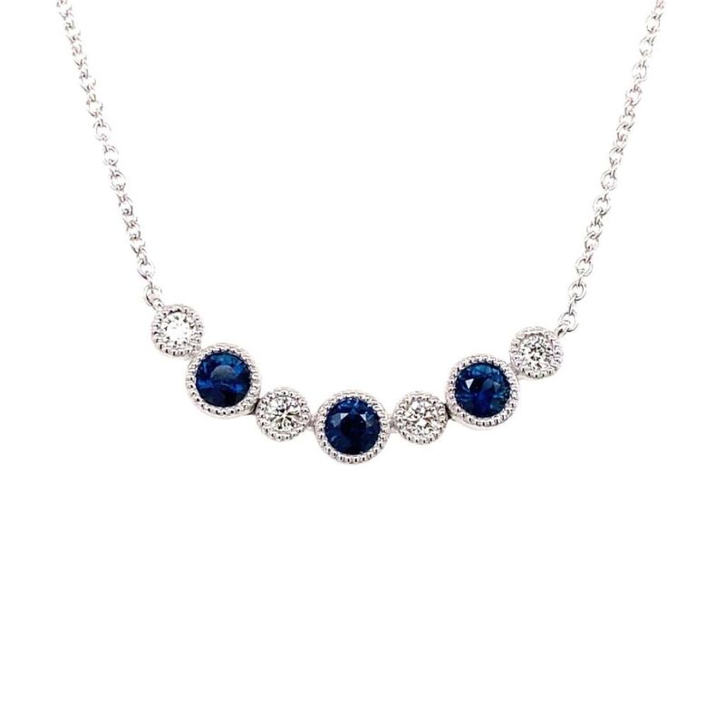 Diamond & Sapphire Smiley Necklace