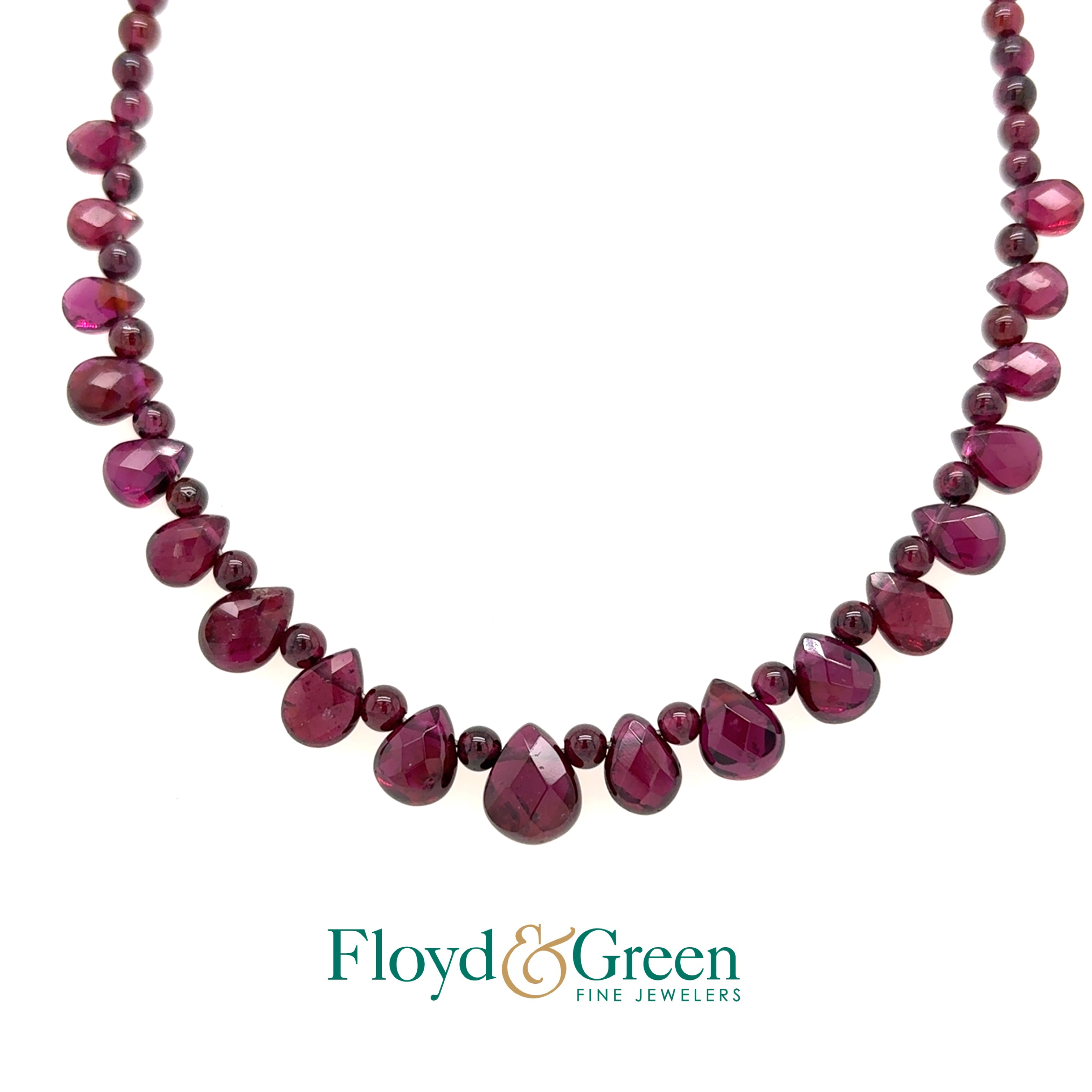 Sterling Silver Garnet Necklace, 18 inch, 17g