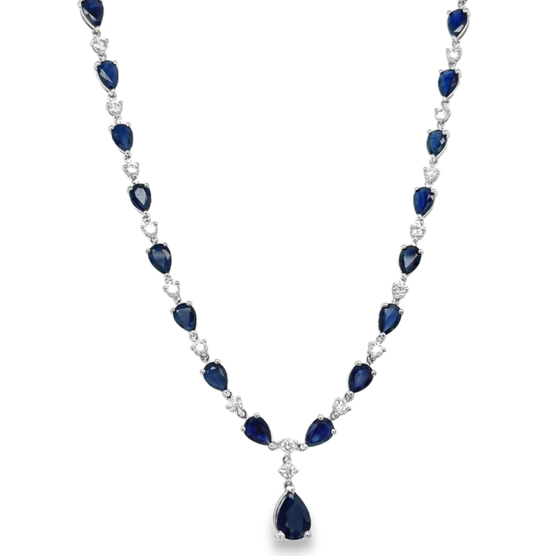 Sapphire & Diamond Lariat Drop Necklace