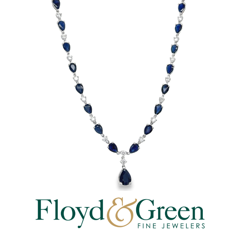 Sapphire & Diamond Lariat Drop Necklace