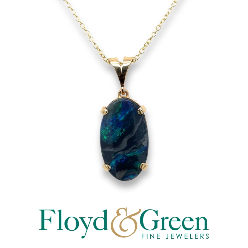 Black Opal Pendant Necklace