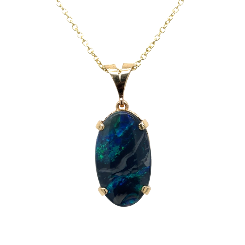 ESTATE - 16 14KY Black Opal 3.54ct Pendant