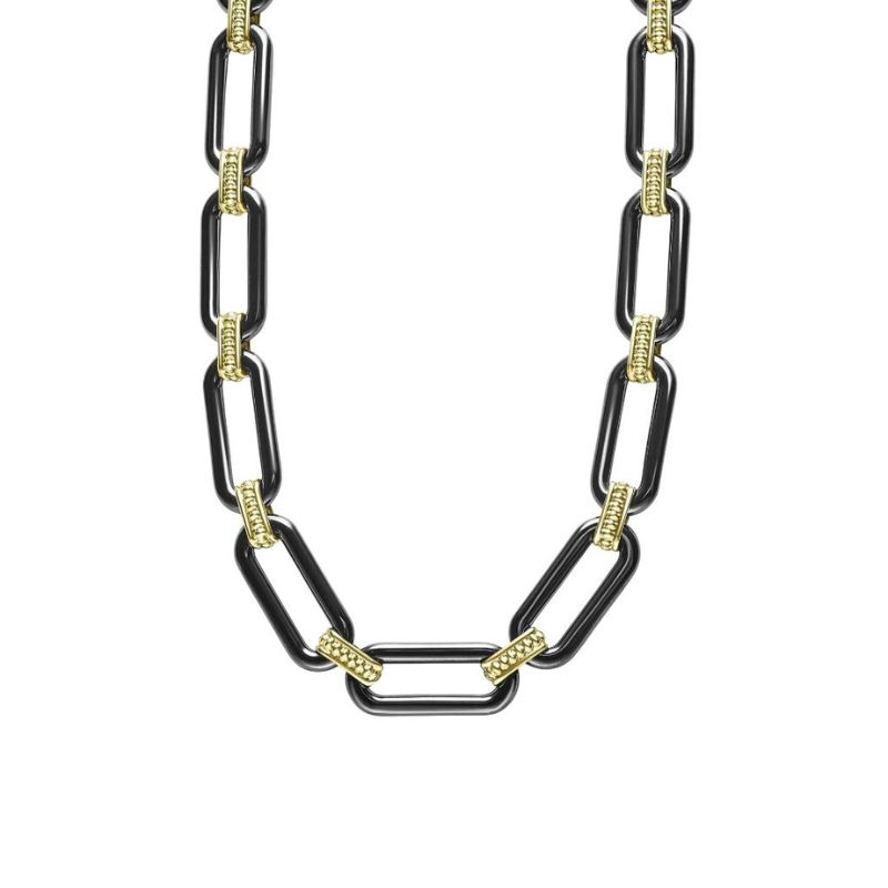 LAGOS Signature Caviar Black Ceramic Link Necklace