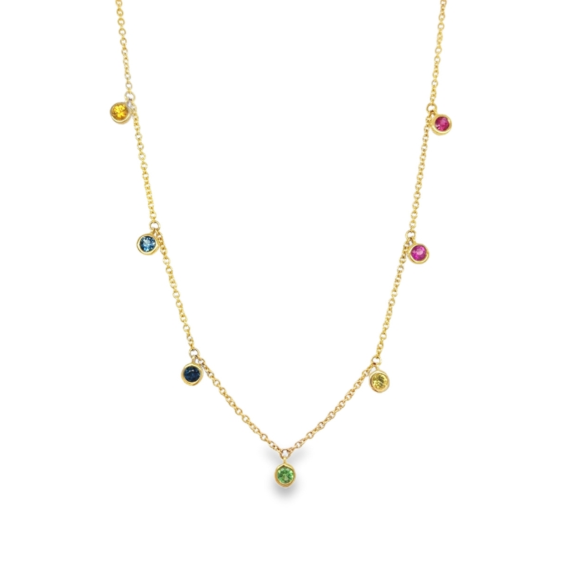 14KY Mixed Sapphire 0.4ct Necklace