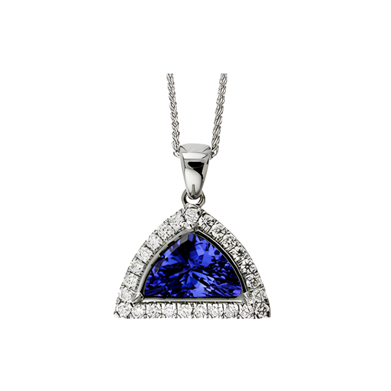 14K White Gold Diamond and Tanzanite Pendant