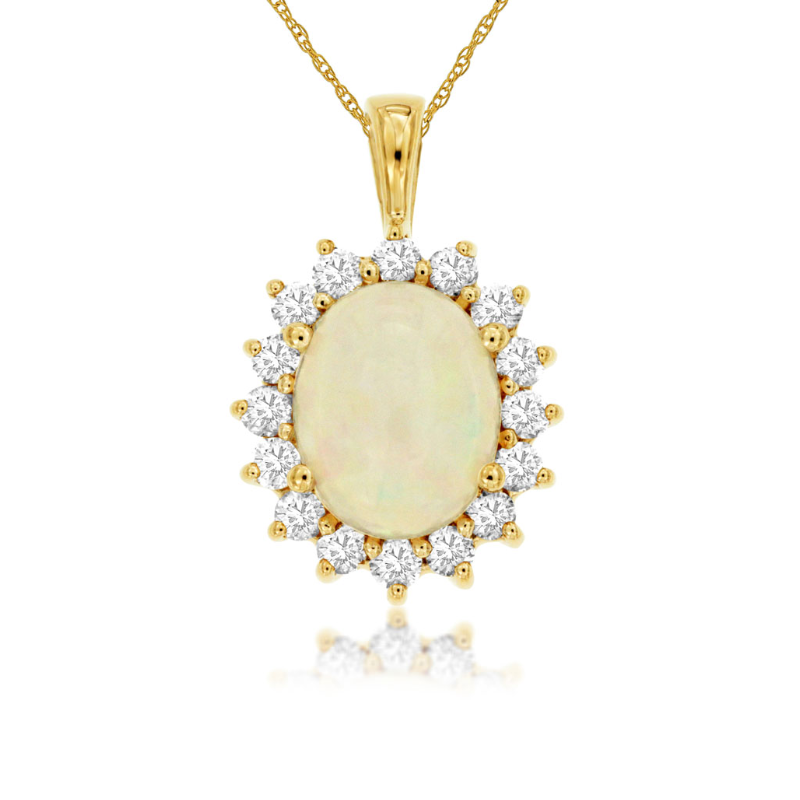 18 14KY 1.7ct opal and 0.65ctw diamond G-H/SI diamond necklace