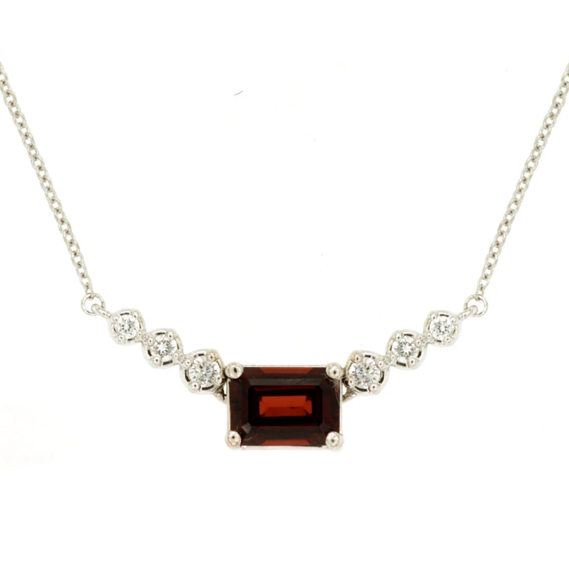 18 14KW 1.2ct emerald garnet and 0.14ctw G-H/SI diamond necklace