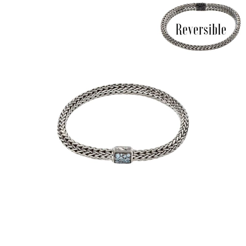 JOHN HARDY Reversible Classic Chain Black Sapphire and Swiss Blue Topaz Bracelet