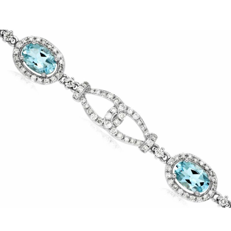 Aquamarine & Diamond Double Link Bracelet