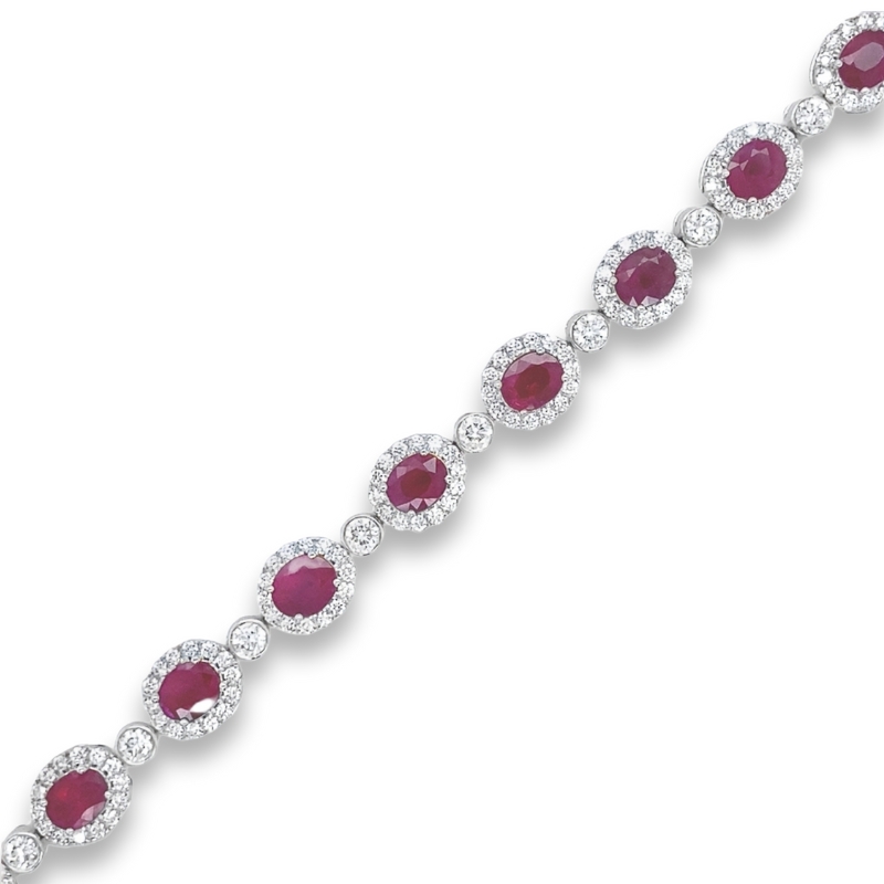 Ruby & Diamond Halo Link Bracelet