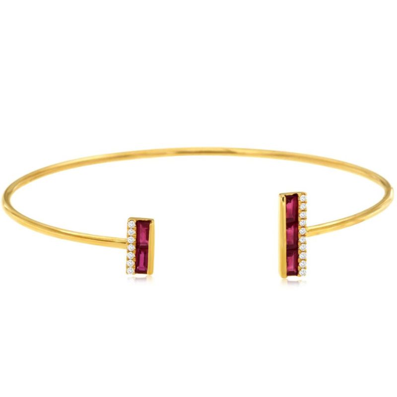 Ruby & Diamond Open Bangle Bracelet