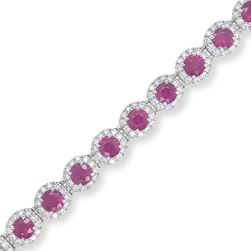 Ruby & Diamond Halo Bracelet