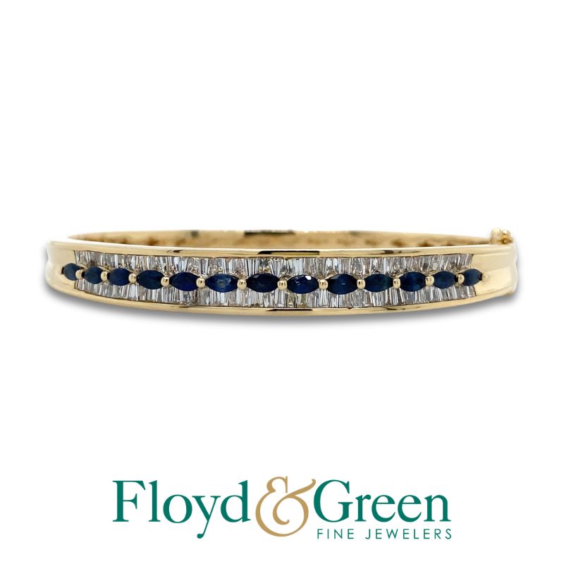 Diamond & Sapphire Hinged Bracelet