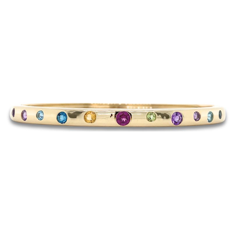 Multi Color Stones Flush Set Bangle Bracelet