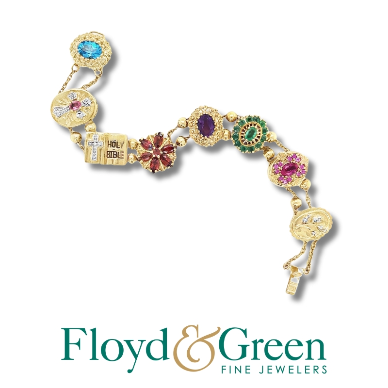Link Bracelet with Various Stone Slides
