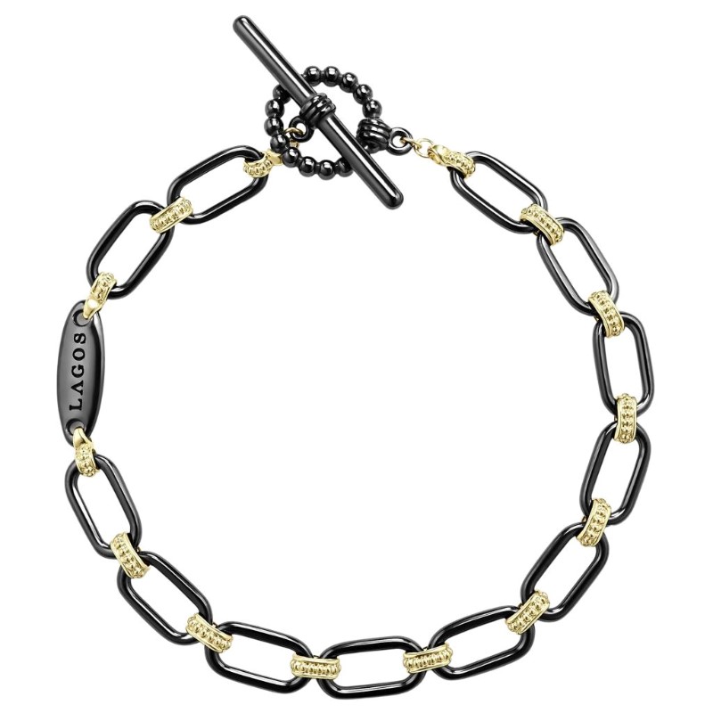 LAGOS Signature Caviar Black Ceramic Link Bracelet