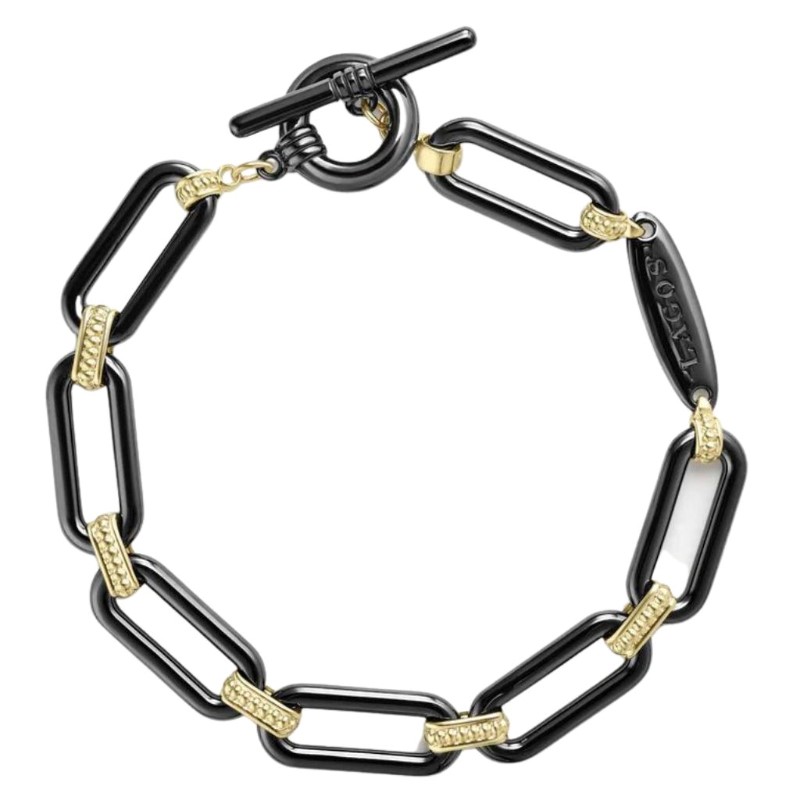LAGOS Signature Caviar Black Ceramic Link Bracelet