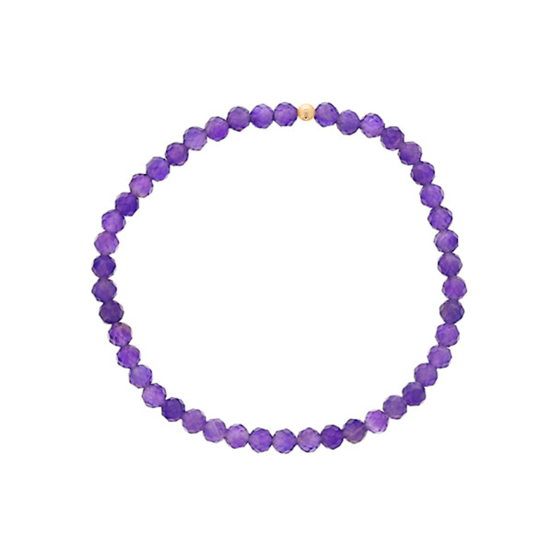 DEE BERKLEY Faceted Amethyst Beaded Stretch Bracelet