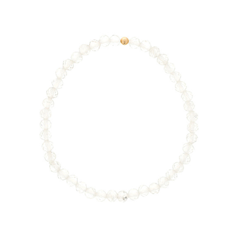 DEE BERKLEY Faceted White Topaz Beaded Stretch Bracelet