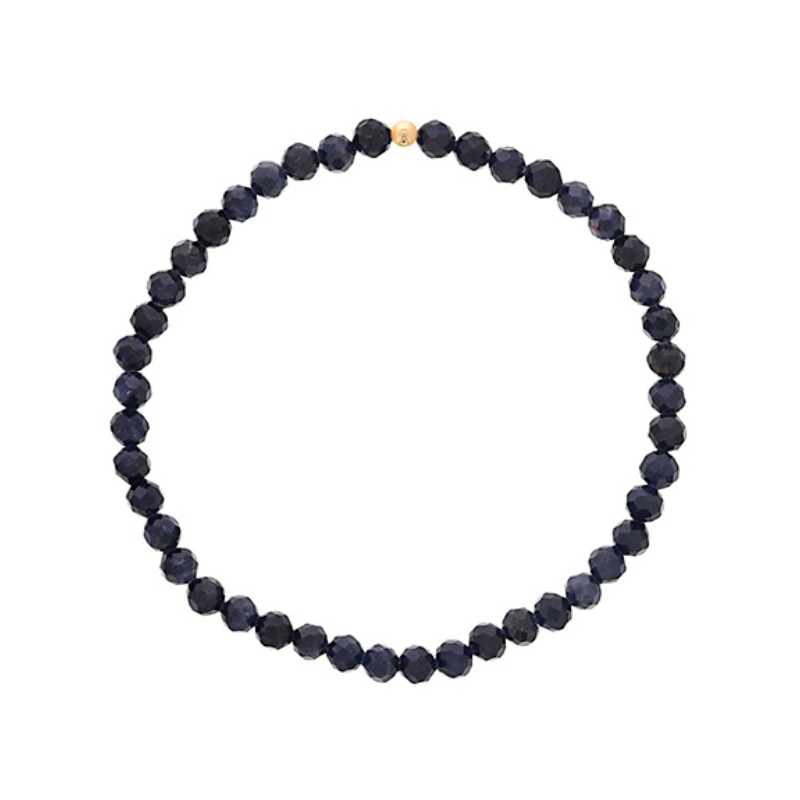DEE BERKLEY Faceted Sapphire Beaded Stretch Bracelet