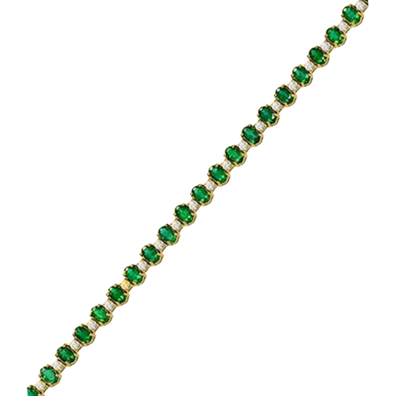 14KY Diamond 1.62ctw & Oval Emerald 9.17ctw Tennis Bracelet