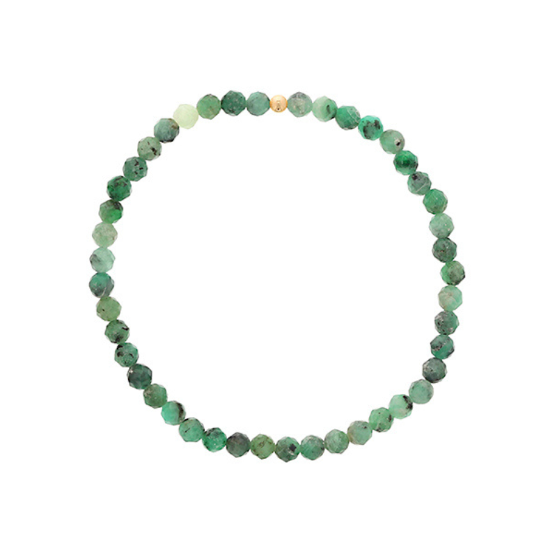 DEE BERKLEY Faceted Emerald Beaded Stretch Bracelet
