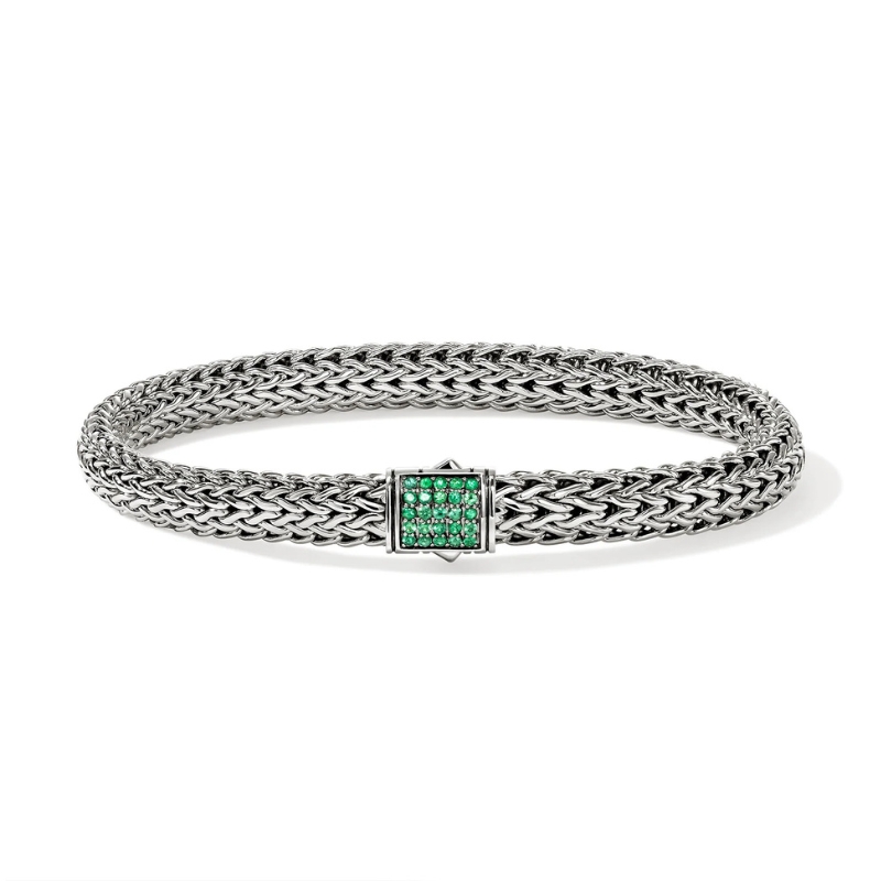 JOHN HARDY Sterling Silver Icon Bracelet - Emerald Clasp