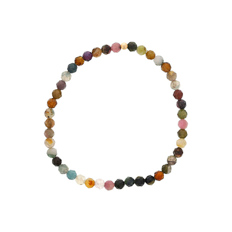 DEE BERKLEY Faceted Tourmaline Beaded Stretch Bracelet