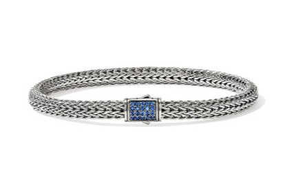 Icon Bracelet, Sterling Silver, Gemstones, 5MM- Blue Sapphire Size Medium