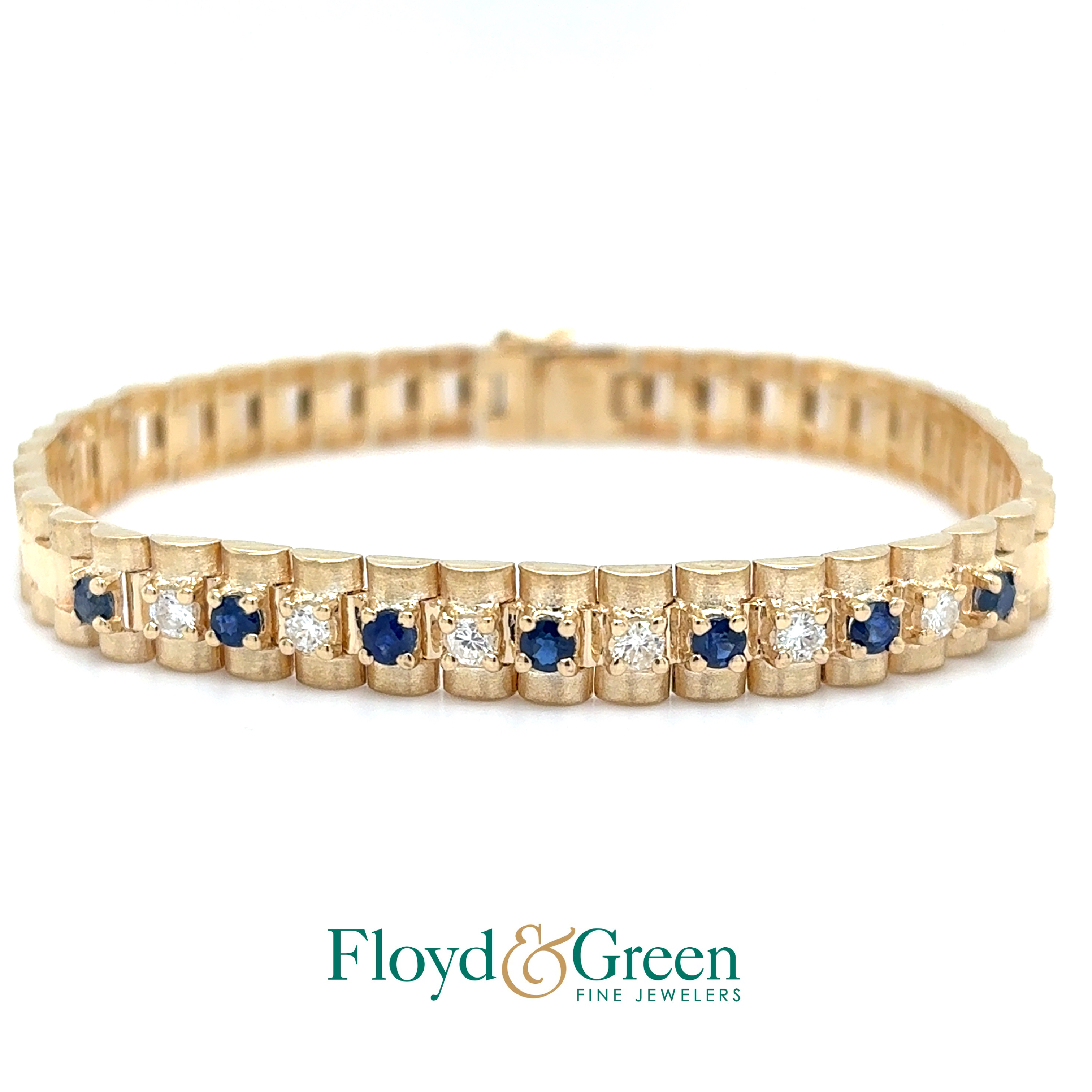 14KY Diamond & Sapphire Bracelet, 6 Round Diamonds, 0.48ct, H SI2, 7 Round Sapphires, 0.79ct, 7.25 inch