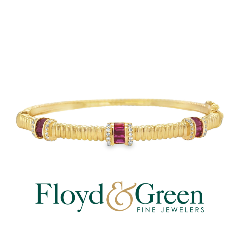 Fluted Ruby & Diamond Bangle