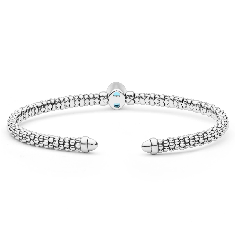 Two-Tone Swiss Blue Topaz Oval Mini Versa Torque Bracelet