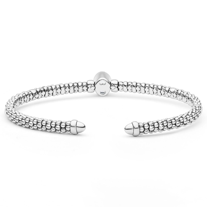 Two-Tone White Topaz Oval Mini Versa Torque Bracelet