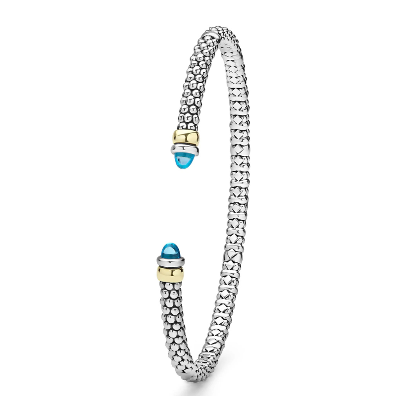 Two-Tone Swiss Blue Topaz Mini Versa Torque Bracelet
