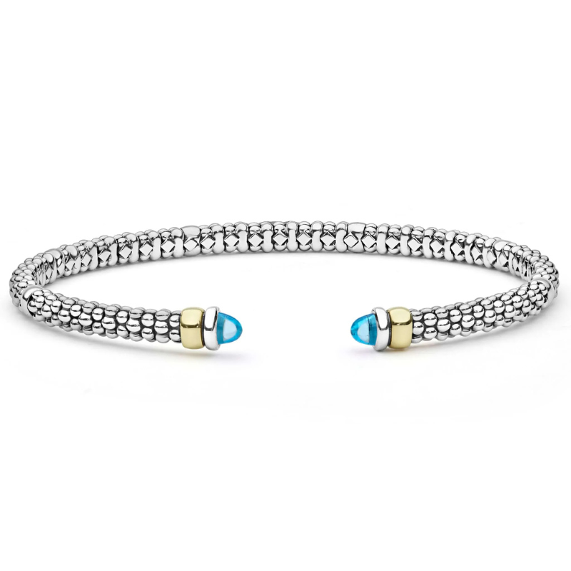 Two-Tone Swiss Blue Topaz Mini Versa Torque Bracelet