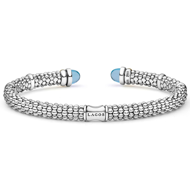 Two-Tone Swiss Blue Topaz Versa Torque Bracelet