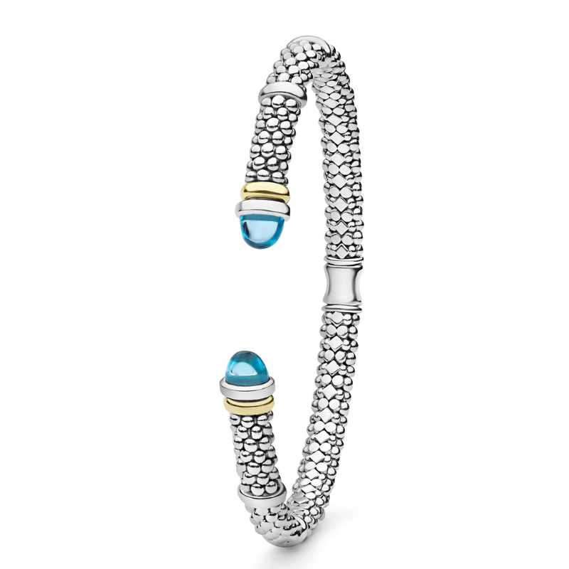 Two-Tone Swiss Blue Topaz Versa Torque Bracelet