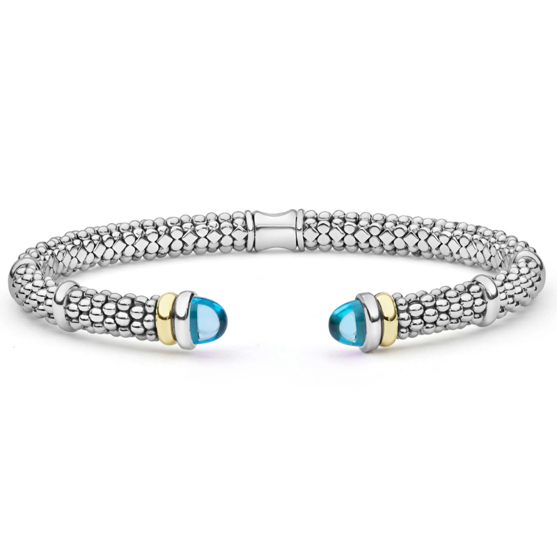 Two-Tone Swiss Blue Topaz Versa Torque Bracelet