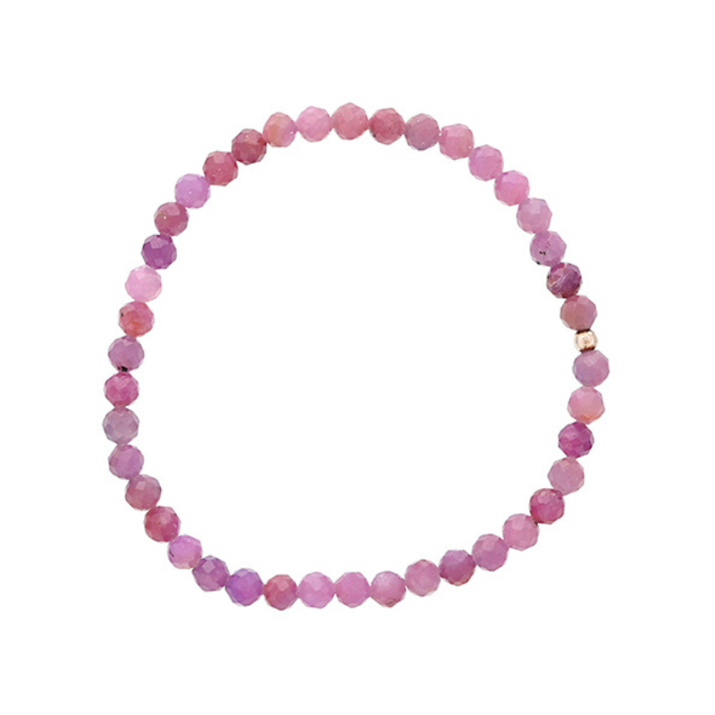DEE BERKLEY Faceted Ruby Beaded Stretch Bracelet