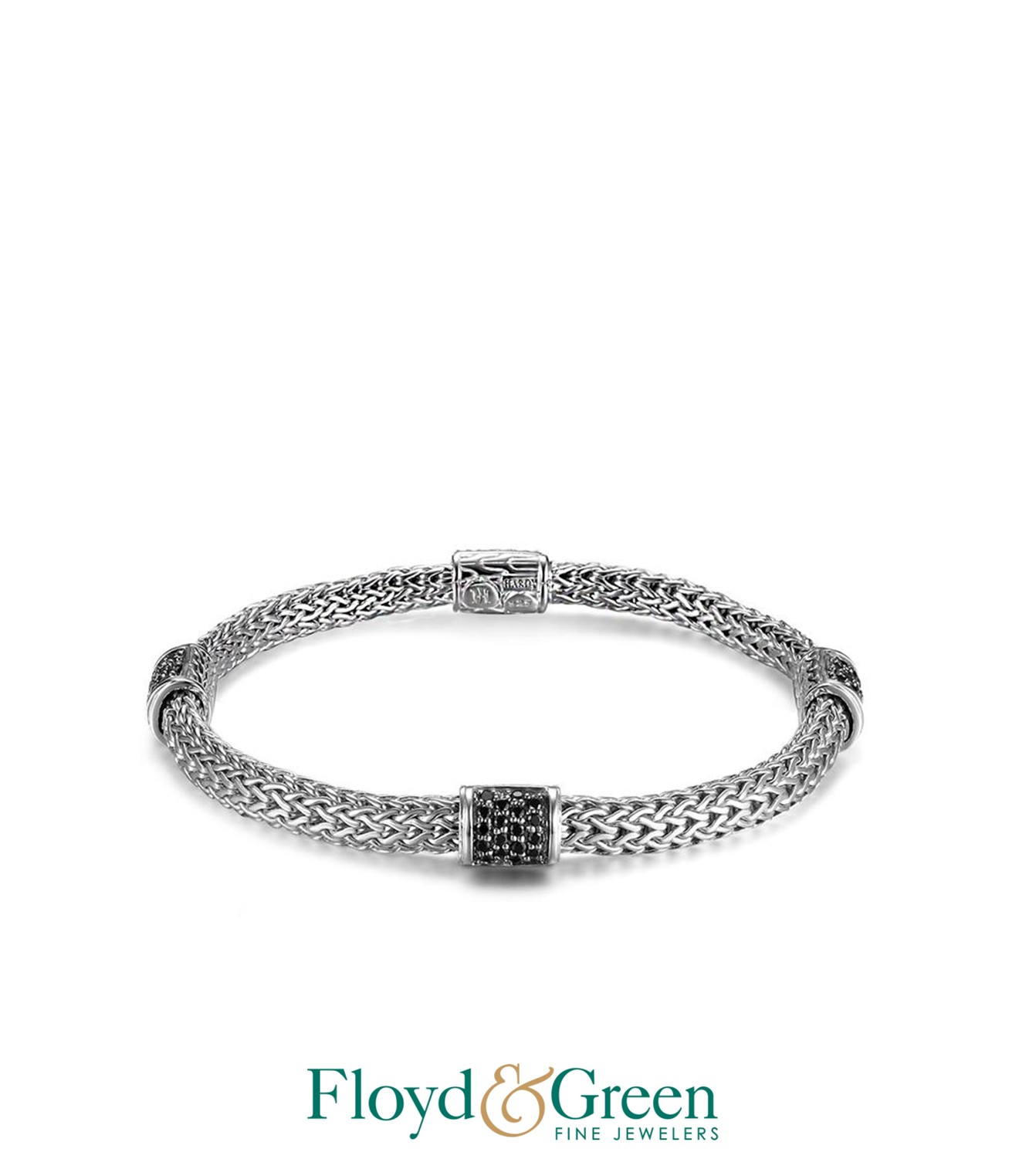 John Hardy Sterling Silver Classic Chain Four Station Black Sapphires Bracelet, 5MM, Size Medium