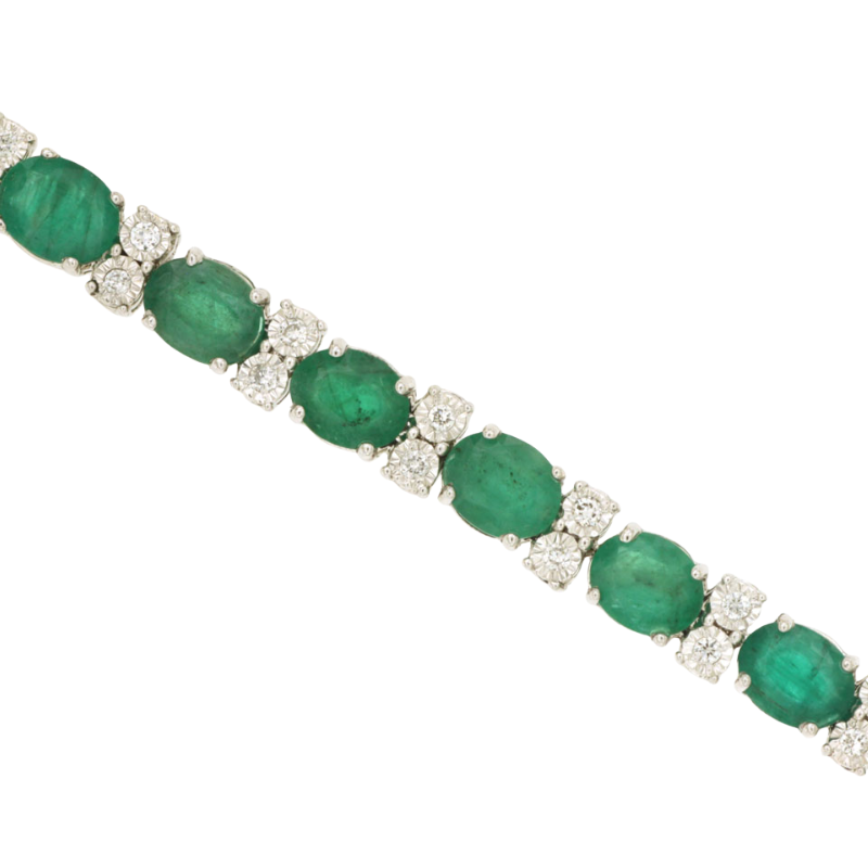 14KW diamond 0.38ctw and emerald 8.75ctw bracelet