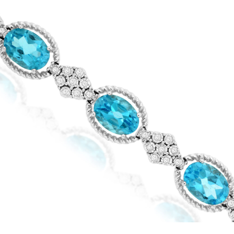 14KW diamond 0.33ctw and blue topaz 11.2ctw bracelet