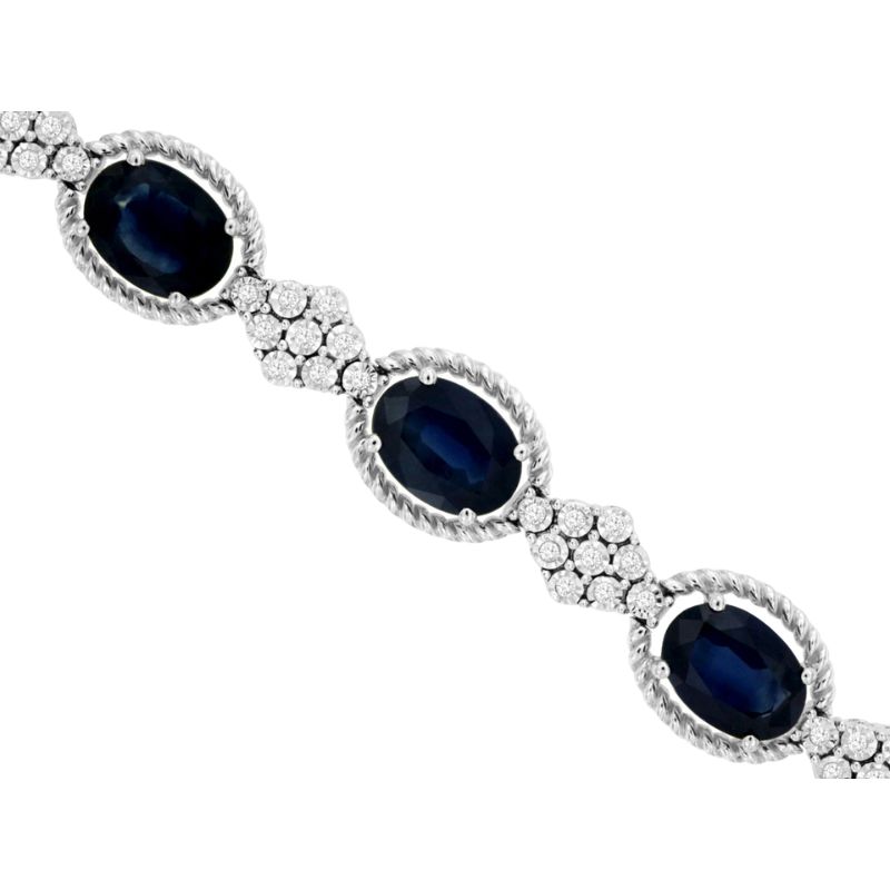 14KW Oval Sapphire 11ctw and Diamond .33ctw G-H/SI Bracelet