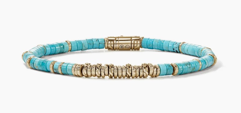 S/O-Heishi Bracelet, Gold,Turquoise 4MM