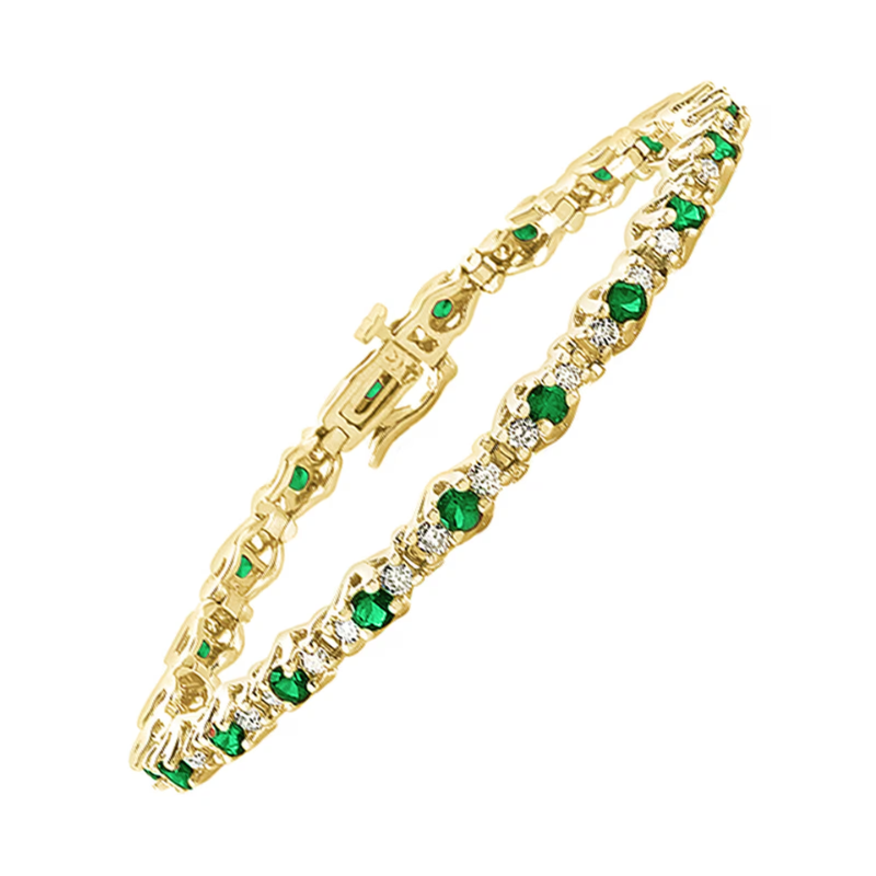 14Kt Diamond and Emerald Fashion Bracelet