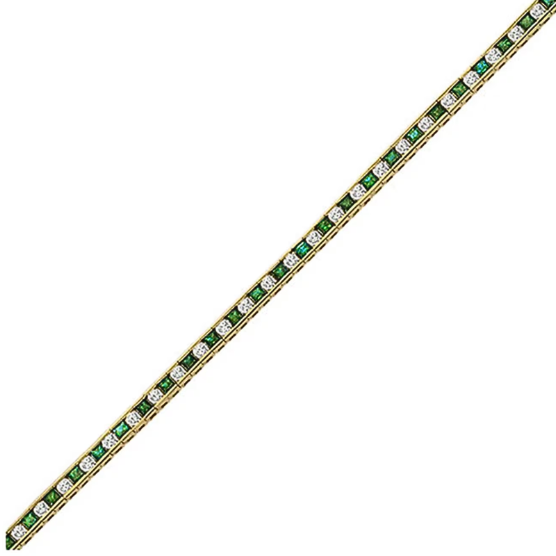 14KY 3.5ctw emerald and diamond 2.625ctw G-H/SI diamond bracelet