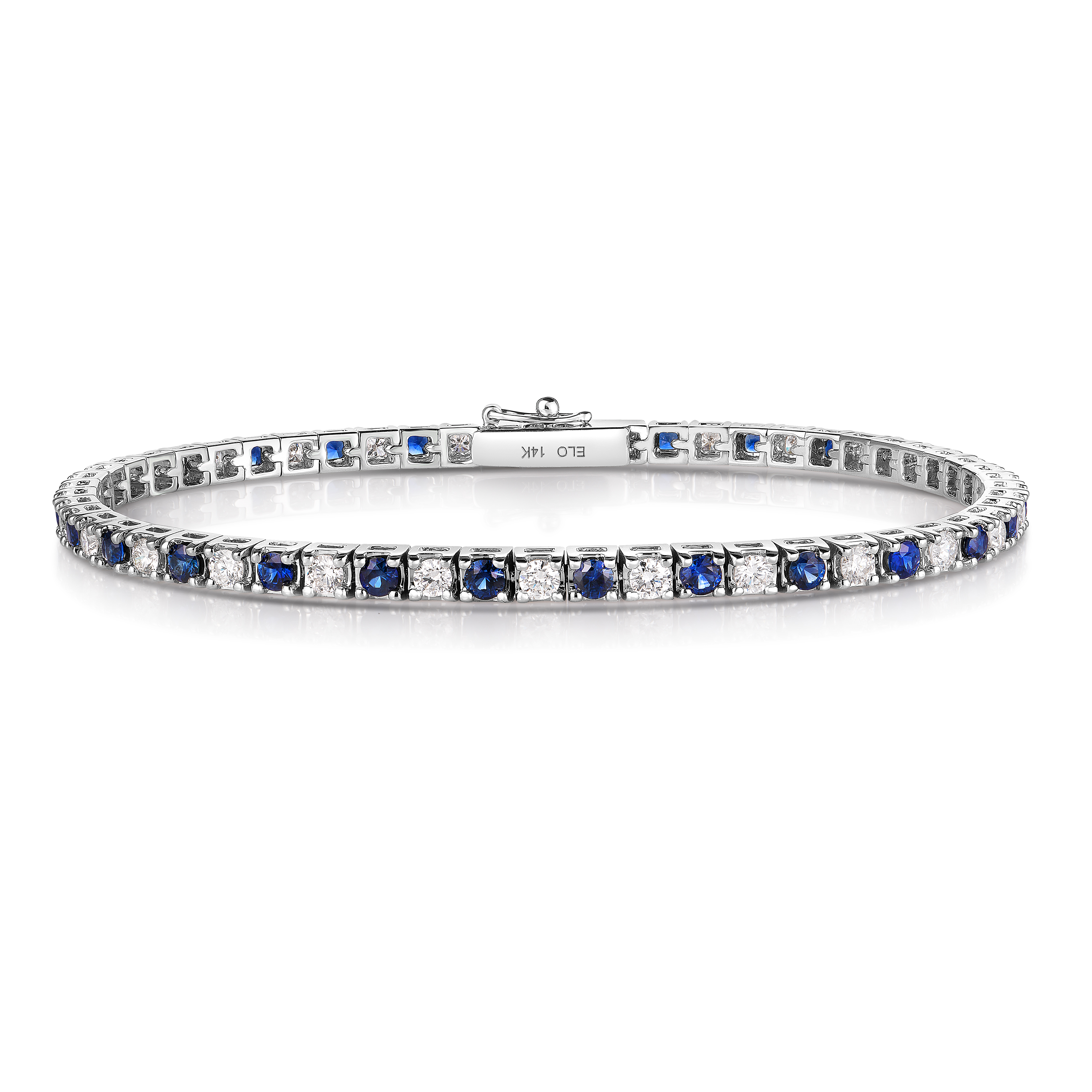 14KW 3.5ctw diamond and sapphire tennis bracelet