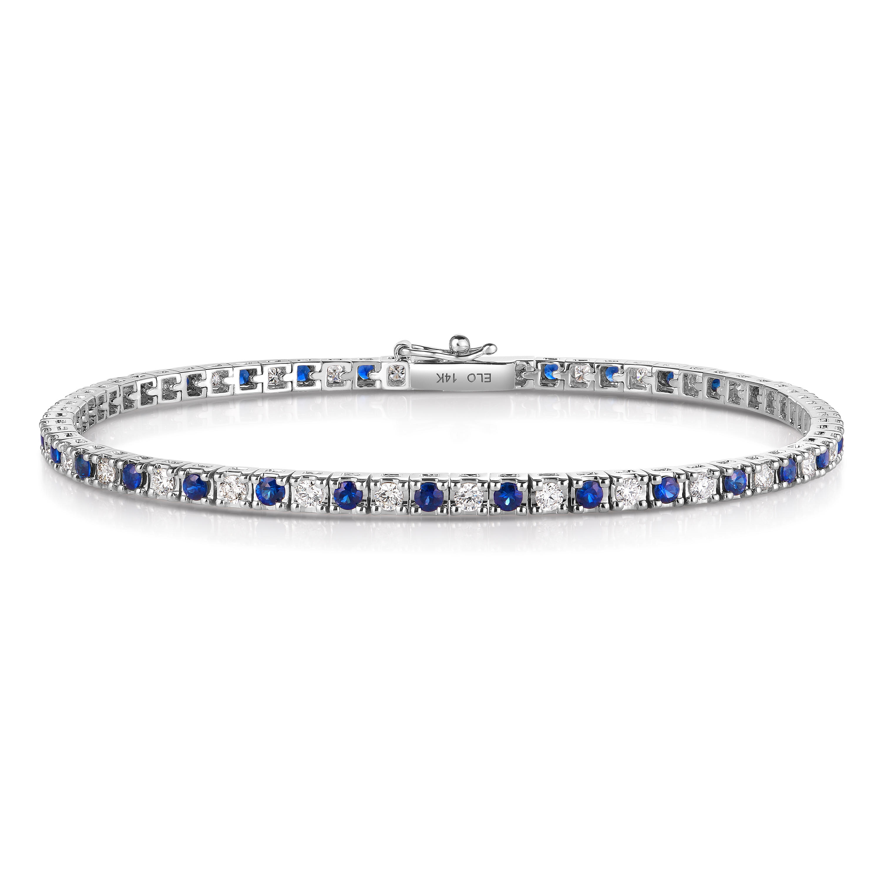 14KW 2.21ctw diamond and sapphire tennis bracelet